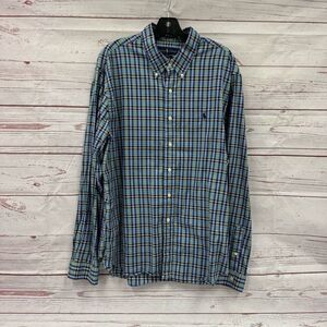 Ralph Lauren men’s XXL slim fit blue plaid long sleeve button down shirt